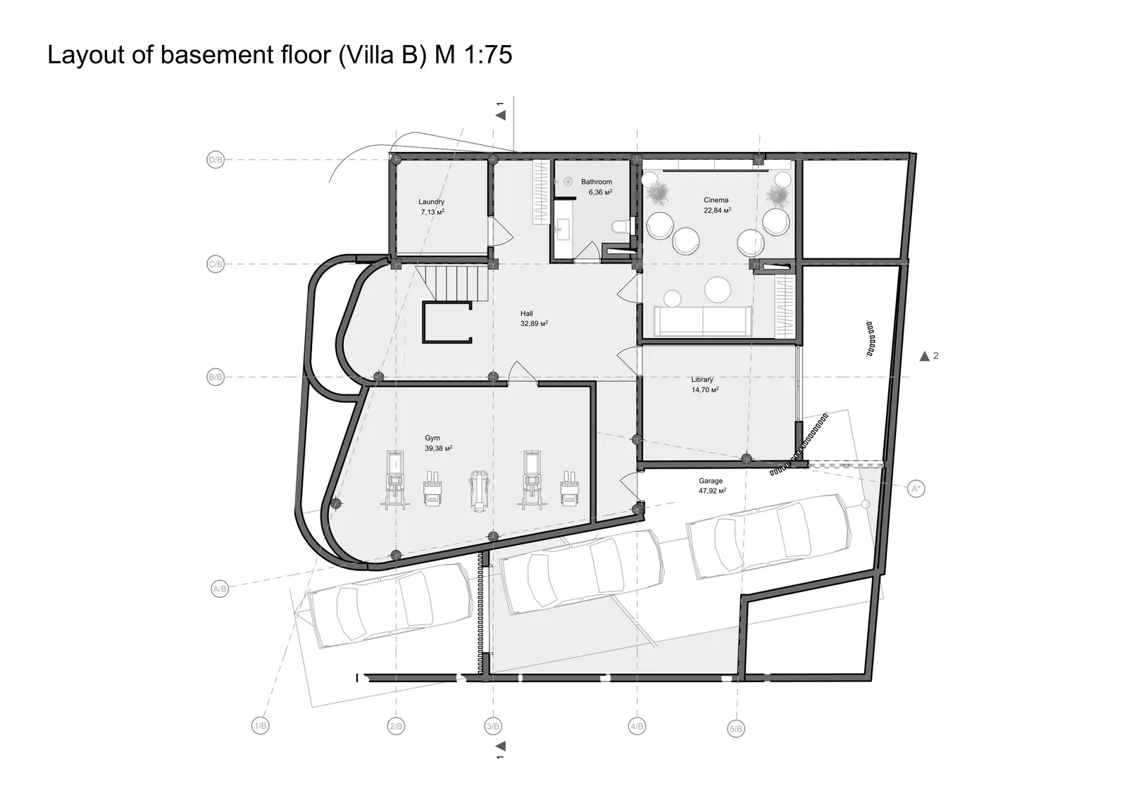 Villa B: basement floor plan