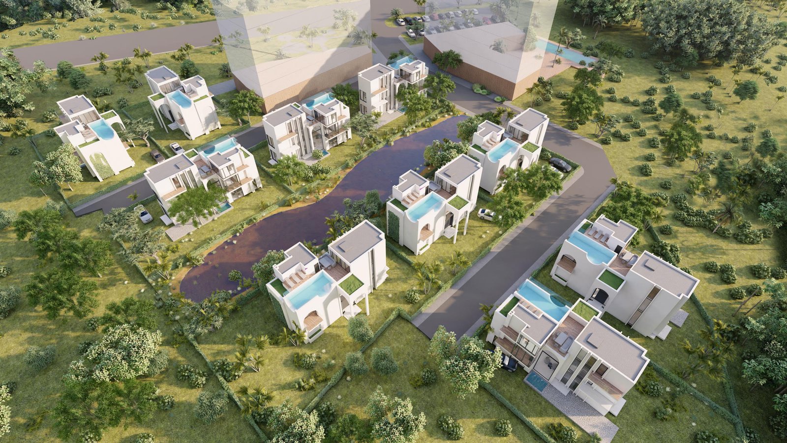 Mochemad: villas, aerial concept render